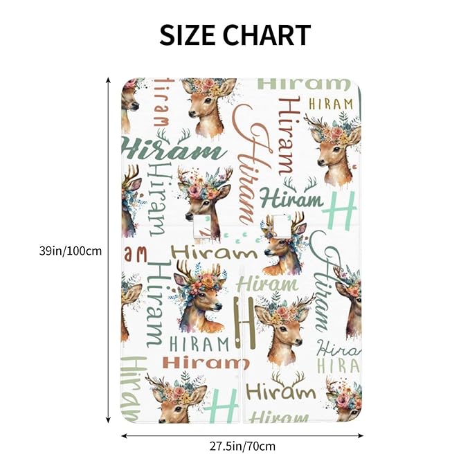 Personalized Woodland Deer Baby Car Seat Cover with Name, Customized Peekaboo Opening Car Seat Canopy for Baby Girls Boys, Nursing Covers Breastfeeding Scarf for Infant Newborn