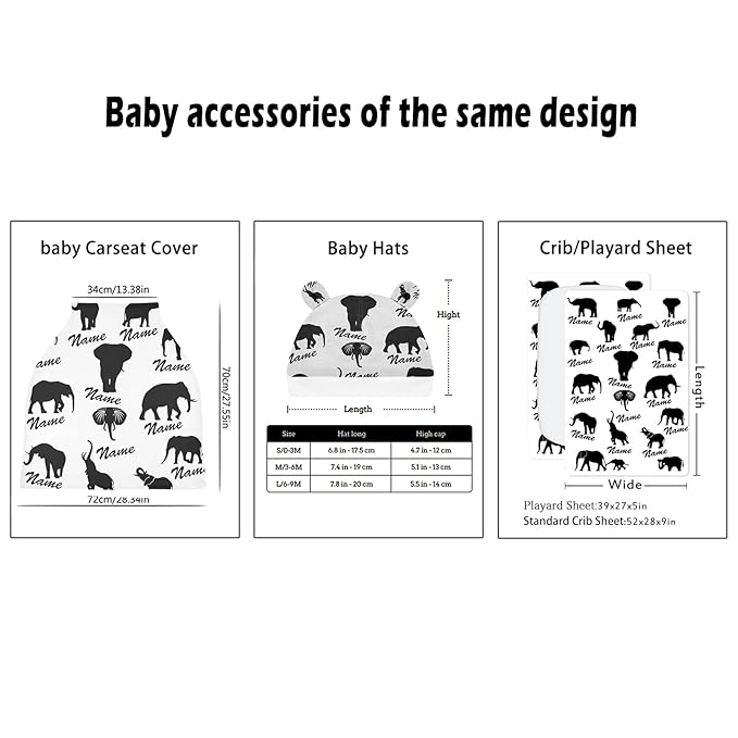 Personalized Elephant Nursing Cover Breastfeeding Scarf- Customized Baby Car Seat Covers with Name, Infant Stroller Cover, Carseat Canopy, Shower Gift for Newborn Girls Boys