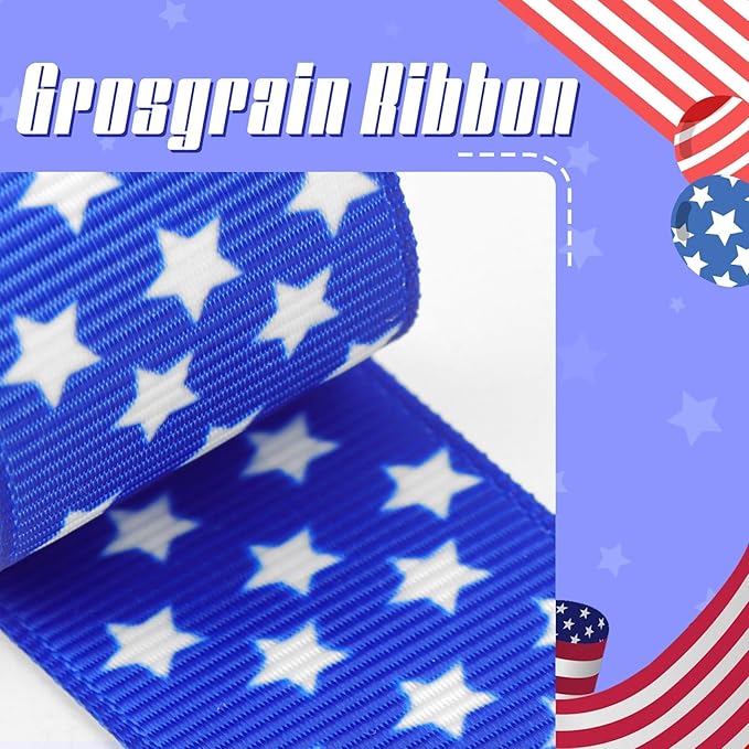 YanJie 4th of July 3'' Bow Hair Clips 4pcs Red Blue Ribbon Star Baby Girl Clips American Flag Clips Patriotic Hairpins Girls Hair Accessories
