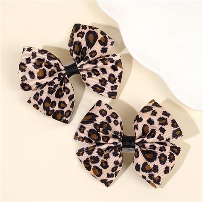 Baby girls leopard hair bow Clips Pin,leopard print bow hairpin for women(FD62-Leopard 3)