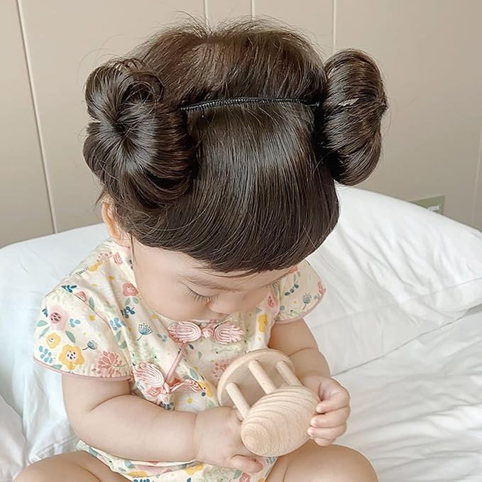 Baby Girls Wig Headwear Children's Hairband Bun Wig Hairpiece Short Curly Hair Accessory Lovely Headdress Bangs