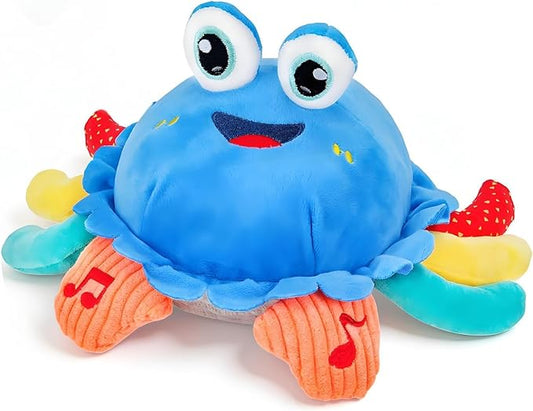 Baby Toys 1 Year Old 6-12 Month Tummy Time Toys Crawling Musical Crab Plush Toy Dancing Walking Moving Bouncing Sensory Toys for Toddlers, Valentine Gifts for Kids