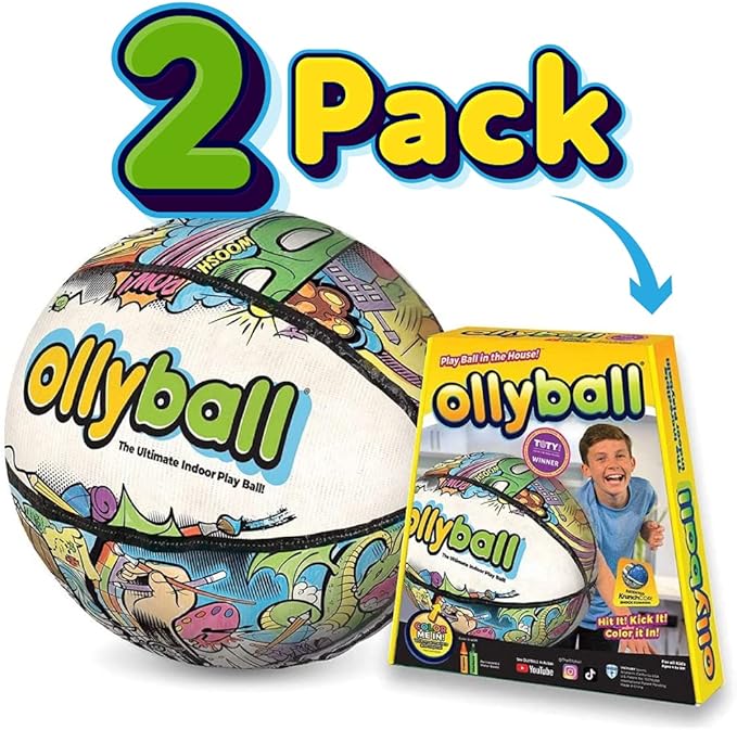 Ollyball The Ultimate Indoor Soccer Ball 2-Pack - Patented KrunchCOR Silent Soccer Ball for Kids & Adults - Lightweight, Soft & Safe for House Play