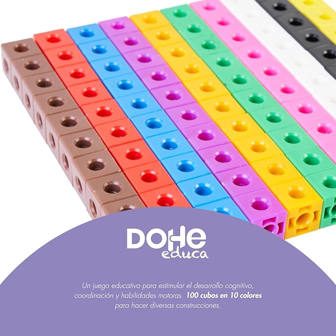 DOHE Educa-Juego Adjustable Cubes for Children (100 pcs.), Multicoloured, 24 x 10 x 4 cm (01007)