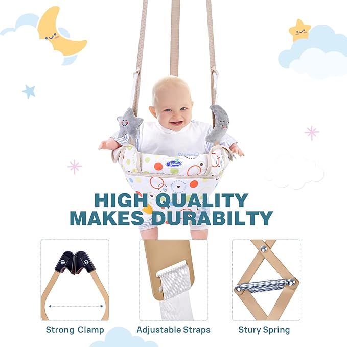 Doorway Jumper for Baby, Baby Jumper with Adjustable Strap, Baby Door Jumper for Indoor/Outdoor Play, Easy to Assemble & Store (Ideal Gift for 6-24 Months)