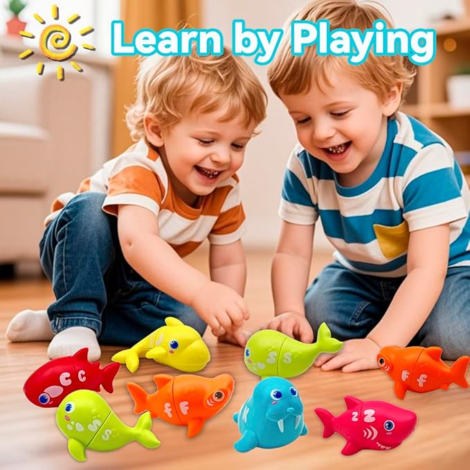 Alphabet Learning Toys, Sea Animals Color Matching Letter Game for Toddlers,Montessori Fine Motor Skills Preschool Learning Toys for 2 3 4 Years Old (26Pcs Ocean Animals)