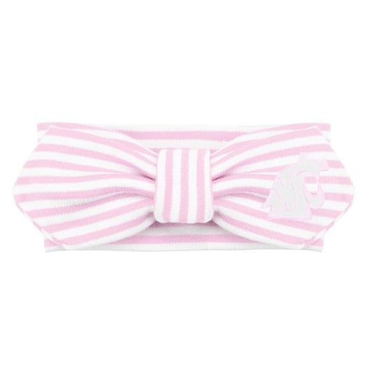 Creative Knitwear Washington State Cougars Infant Girls Pink/White Striped Hair Knot Headband Embroidered Logo - Size Newborn - 4T
