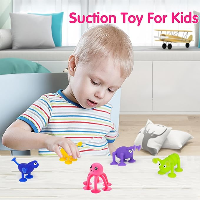 Suction Cup Kids Bath Toy for Baby Aged 3 4 5 Years Old, 10PCS Animal Bathtub Suckers for Toddler, Window Shower Tools, Montessori Gifts for Boys and Girls Age 6-8