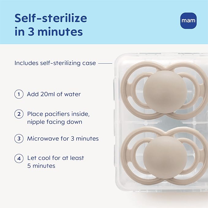MAM Perfect Baby Pacifier 6-16 Months, Extra Thin Nipple, Developed with Orthodontists, Clinically Proven, Glows in The Dark, BPA-Free Silicone, Pack of 2, Made in Europe