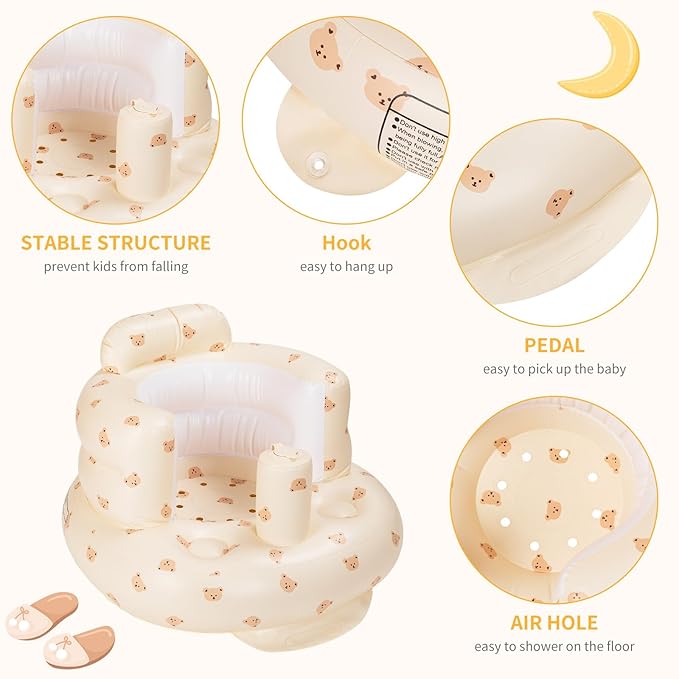 Inflatable Baby Seat - Blow Up Baby Chair Seats for Infants for Sitting Up 3 Months and Up, Inflatable Portable Sit Up Chair for Home, Floor, Travel