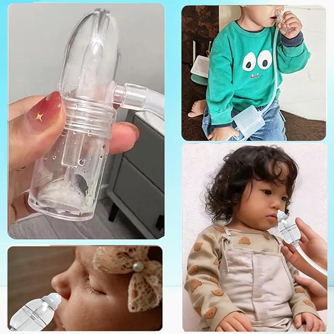 Nasal Aspirator for Baby, Baby Nose Sucker, Manual Nasal Aspirator Set Includes Hand Pump Snot Sucker+2 Replaceable Infant Tips+Cleaning Brush+ Travel Case(Translucent, Max)