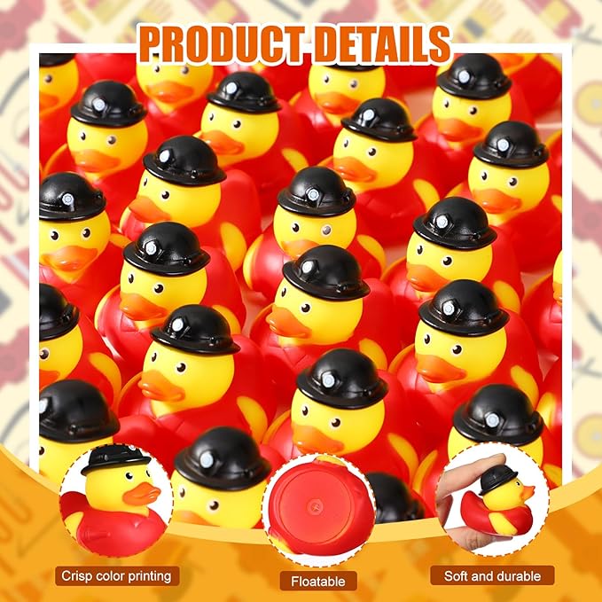 Sotiff 24 Pcs Firefighter Rubber Ducks Bulk 2 Inch Fireman Rubber Ducky for Firefighter Party Favors Birthday Party Gifts