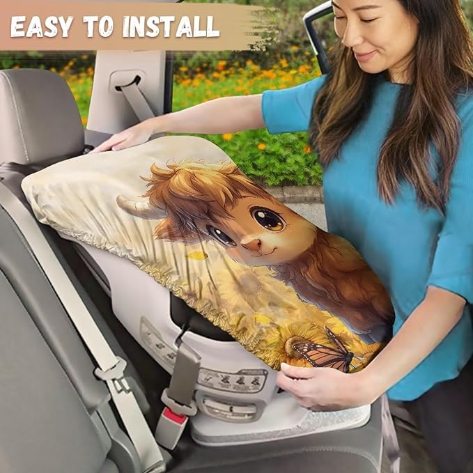 XYZCANDO Highland Cow Baby Car Seat Cover for Travel Cute Carseat Covers Baby Washable Infant Car Seat Protector Replacement Car Seat Sun Cover for Baby Soft Baby Travel Accessories