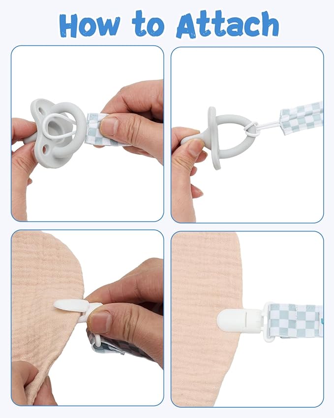 babygoal Stripe Pacifier Clips, 8 Pack Binky Paci Holder Clips Fits for Most Baby Pacifiers and Binkies