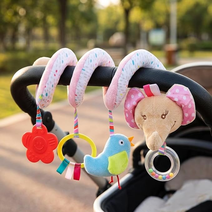 Multi-Use Baby Spiral Activity Toy – Spiral carseat Toy for Car Seat, Stroller,Play Gym, Keeps Baby Quiet, Easy Travel Solution