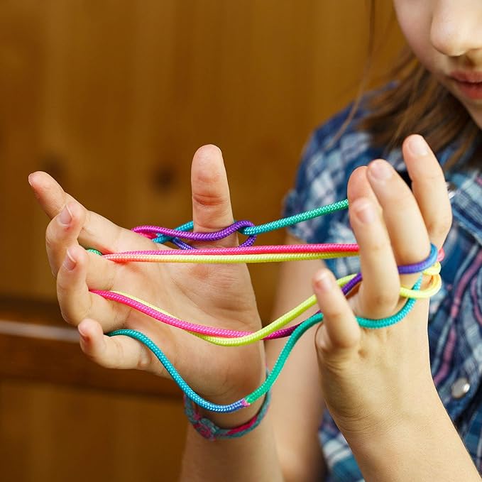 meekoo 6 Pieces Cats Cradle String Hand Game Finger String Toy Supplies, 165 cm Length, Rainbow Color