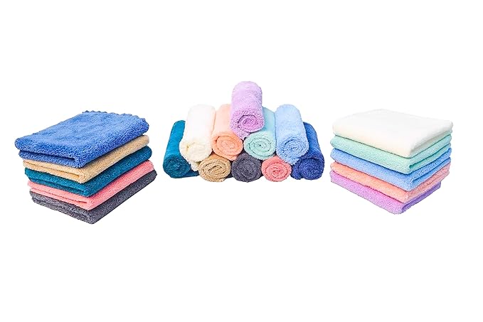 Kyapoo 20 Pack Baby Washcloths Microfiber Coral Fleece Extra Absorbent and Soft for Newborns, Infants and Toddlers