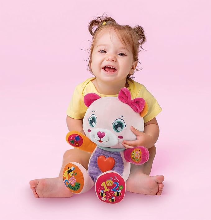 Clementoni - Cute Bear Stuffed Animals Interactive Early Childhood Educational 6 Months Baby Doll Music Lights and Sounds Battery Powered Italian 17964 Multi-Coloured