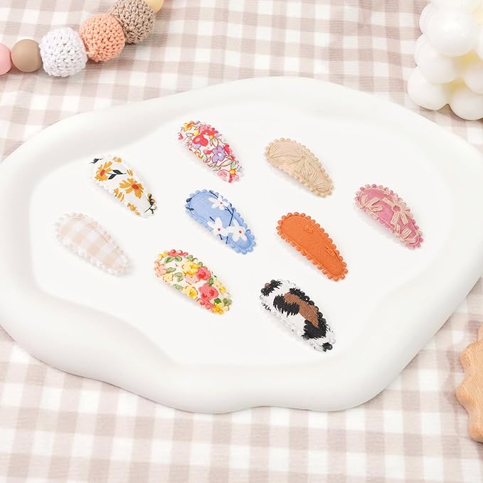 50 PCS Snap Hair Clips Flower Pattern for Fine Hair - 1.5 inches Wrapped Mini Barrettes and Hair Accessories for Infants and Toddlers (25 Colors in Pair)