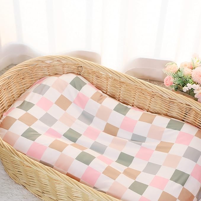 DILIMI Baby Lounger Cover for Boys and Girls, Removable Cover Ultra Soft Comfortable Lounger Slipcover, Colorful Checkerboard (Lounger not Included)