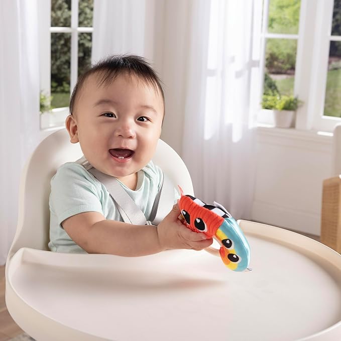 Lamaze Besties Baby Rattle – Soft Rainbow Heart Baby Rattle with Silicone Ring Grip for Tummy Time Toys - Baby Valentine's Day Toys - Ages 0 Months and Up