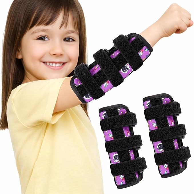 2 PCS Thumb Sucking Deterrent, Purple Space Thumb Guard for Kids Toddlers Nail Biting Treatment, Anti Nose Picking, Scratching Face, Elbow Immobilizer for Boys Girls, Finger Sucking Prevention