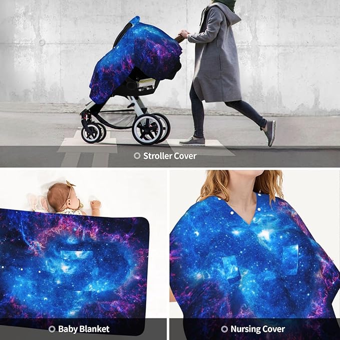 Galaxy Baby Car Seat Canopy Cover 39x27.5 Inches Multi Use Nursing Cover for Newborn Car Seat Canopy Mom Nursing Breastfeeding Covers Newborn Shower Gifts