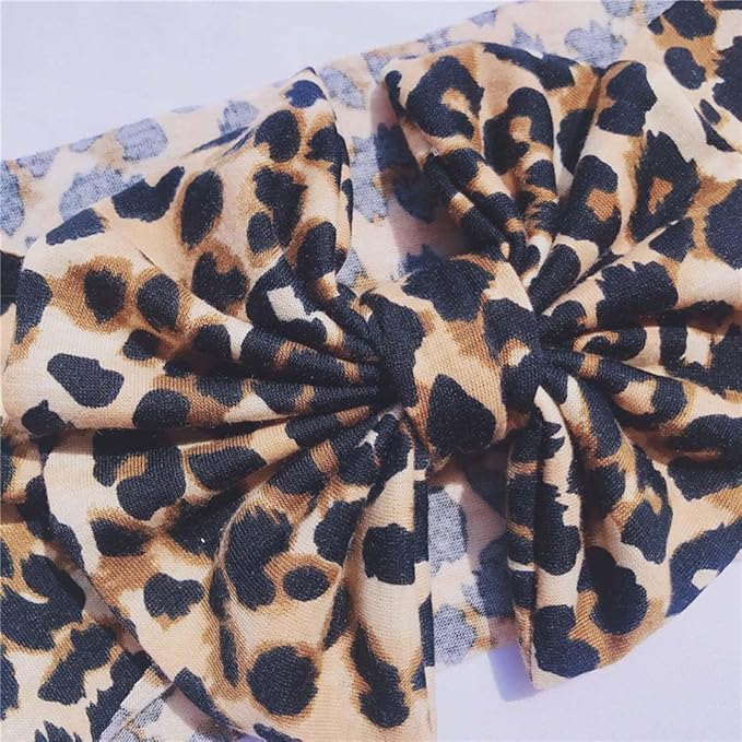 Baby Girls Leopard Headband Bow Turban Headband for baby Wide Hair Band 2 Pack TSFD40