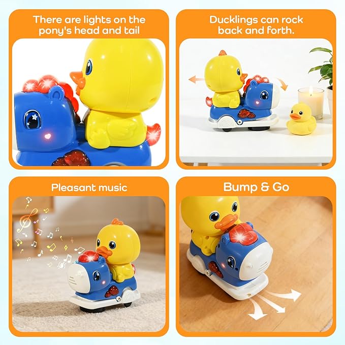 Baby Crawling Walking Toys for Toddlers with Adorable Shape, Musical Car Crawling Developmental Toys with Sounds and Lights, Ideal Gifts for Babies