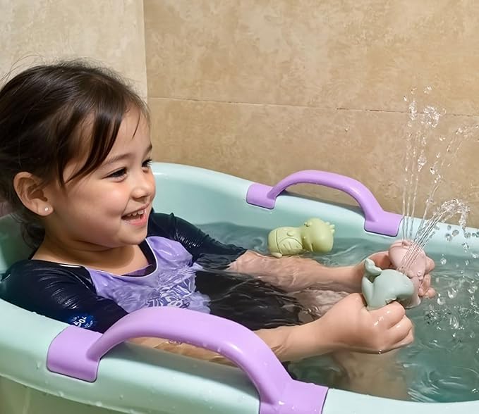 Ginbear Silicone Baby Bath Toys, Non-Toxic Mold Free Infant Squirty Bathtub Toys for Toddlers 6 Months+, Pack of 4 (Marine)