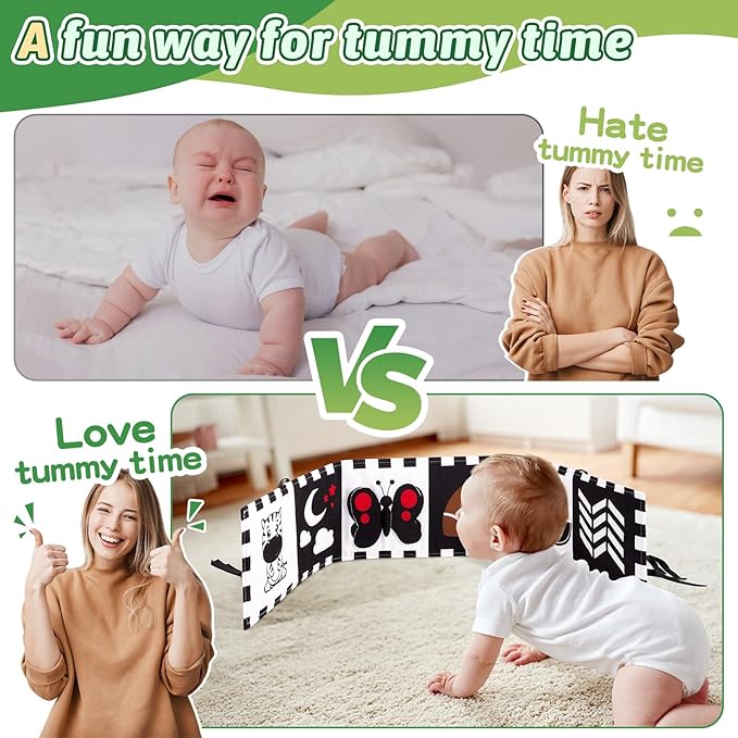 Yeeeasy High Contrast Baby Book and Sensory Toy Set for 3 Months – Soft Crinkle Pages, Tummy Time Development, and Safe Mirror for Visual Stimulation – Ideal Newborn Gift for Boys and Girls