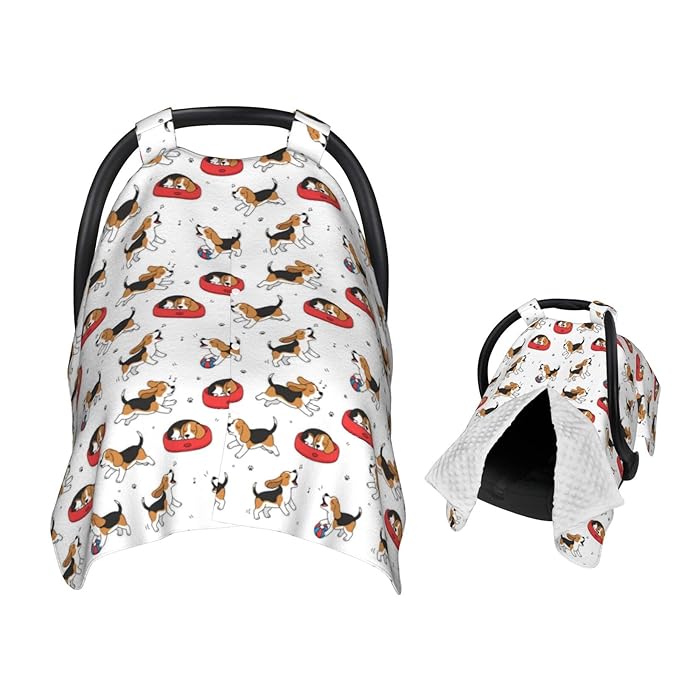 Cute Beagle Dog Baby Car Seat Canopy Nursing Cover for Newborn Car Seat Breastfeeding Covers Blanket Newborn Shower Gift