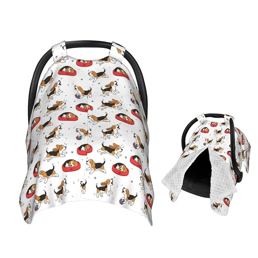 Cute Beagle Dog Baby Car Seat Canopy Nursing Cover for Newborn Car Seat Breastfeeding Covers Blanket Newborn Shower Gift