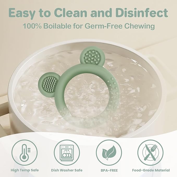 Eascrozn 3 Pack BabyTeething Toys, Teethers for Babies 3-6 6-12 Months, BPA Free Teething Relief Easy to Hold, Silicone Teether Toys for Baby Essentials