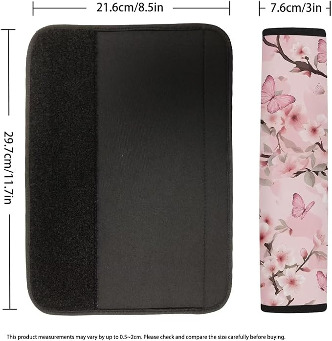 AFPANQZ 2 Pack Car Seat Belt Covers for Women Pink Butterfly Flower Car Safety Seatbelt Pad Cushion Adjustable Universal for Most Car Laptop Backpack Luggage Bag Straps Pads