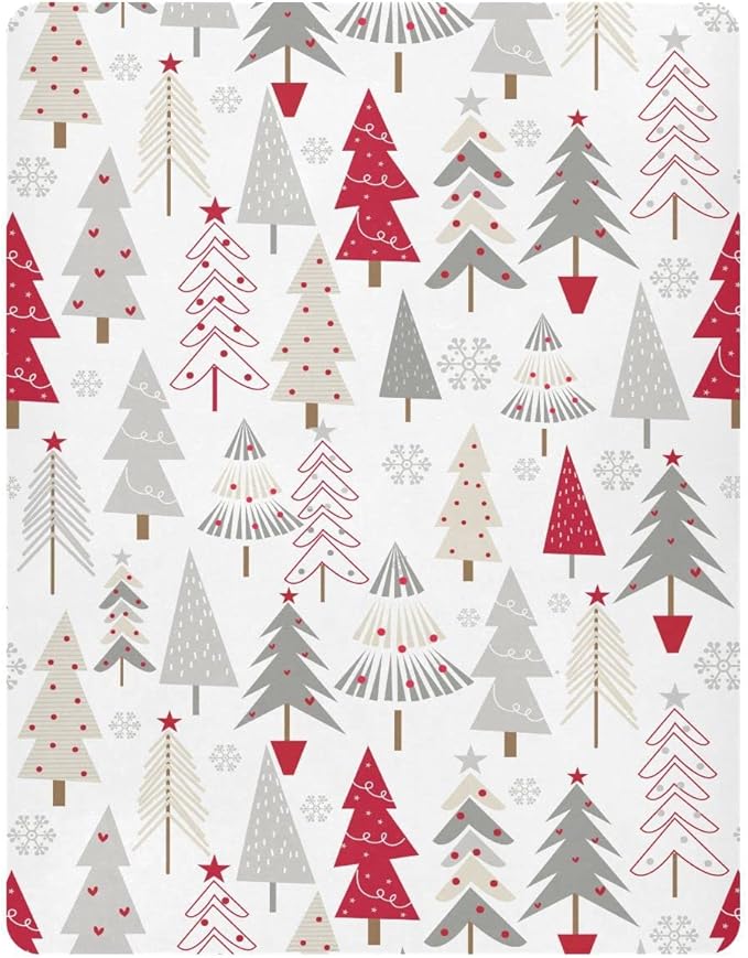 Fitted Crib Sheets Christmas Cartoon Tree Stretchy Portable Playard Sheets for Baby Toddler, Breathable Soft Mini Crib Mattress 52 x 28 in for Boys and Girls