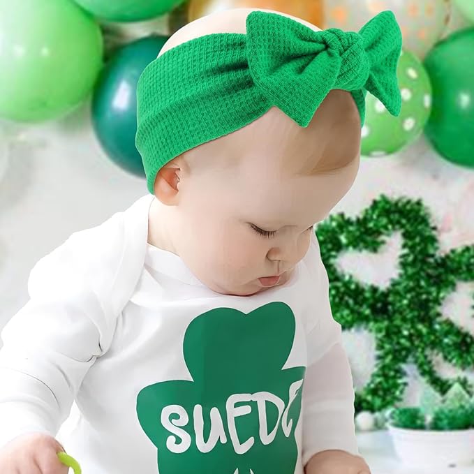 St. Patrick's Day Baby Headbands with Bows - 3 Packs Black, White, Green - Toddler Girls Hair Accessories