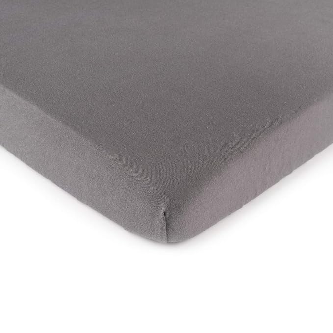 SheetWorld Fitted 100% Cotton Jersey Square Play Yard Sheet Fits Joovy 38 x 38, Dark Grey, Made in USA
