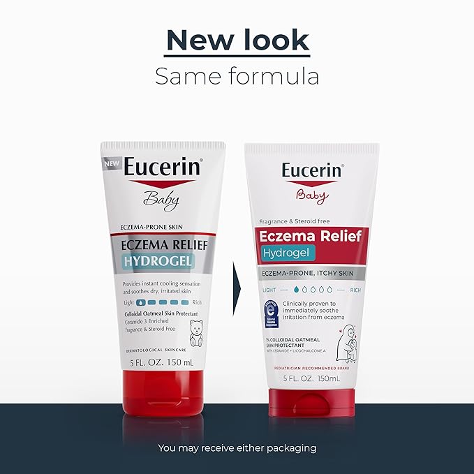 Eucerin Baby Eczema Relief Hydrogel for Dry, Itchy, Eczema-Prone Skin with Colloidal Oatmeal, Hypoallergenic, Fragrance Free and Steroid Free Body Moisturizer for Babies, 5 Fl Oz Tube