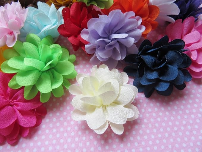 YYCRAFT Pack Of 38 Pcs Satin Silk Flower 2" Hair Flower Headband-Mix Color