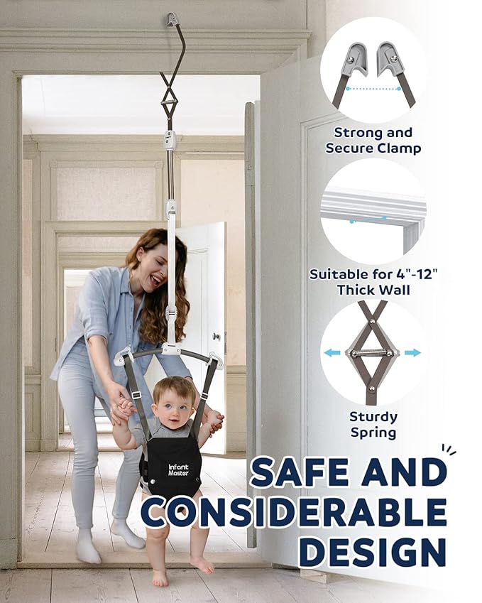 Infant Master Baby Doorway Jumpers, Sturdy Johnny Jumper Adjustable 10.8"-23.6" Strap, Soft Baby Johnny Bouncer w/Seat Bag, Protable Doorway Jumper and Boucer for Baby, Ideal Gift for Infant