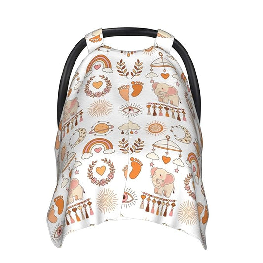 Boho Baby Car Seat Canopy Cover, Nursing Cover for Newborn, Boho Baby Stuff Stroller Cover for All Seasons