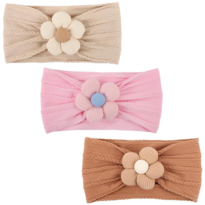 AQOKKA Baby Flower Headbands Nylon Baby Girl Headbands Soft Handmade Hairbands Toddler Hair Accessories for Girls Baby Newborn Infant Kids