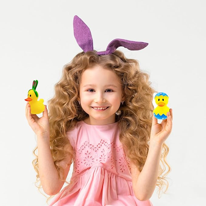 The Dreidel Company 50-Pack Easter Rubber Duck Toy Bunny Rabbit Duckies for Kids Easter Eggs, Bath Birthday Gifts Baby Showers Summer Beach and Pool Activity, 2" (50-Pack)