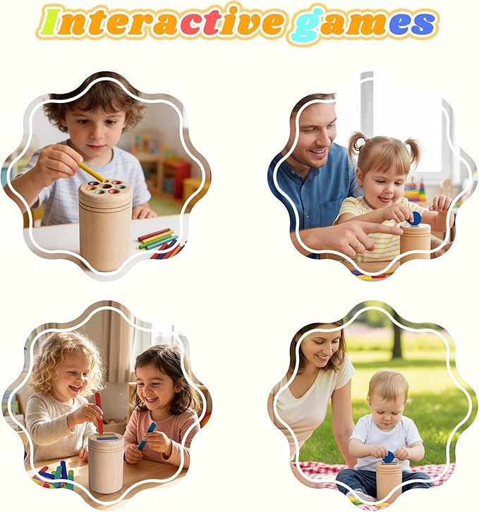 Wooden Montessori Baby Toddler Toys, 3 in 1 Educational Sensory Color Sorting Toys for Toddlers 1-3, Educational Color Sorting Fidget Sensory Toys