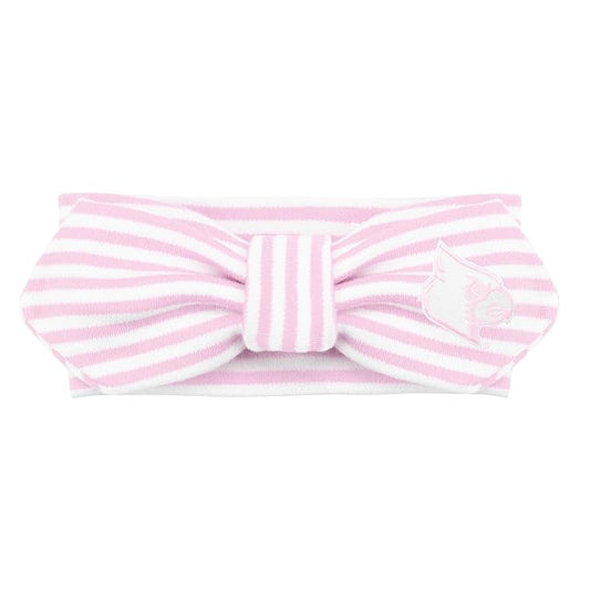 Creative Knitwear Louisville Cardinals Infant Girls Pink/White Striped Hair Knot Headband Embroidered Logo - Size Newborn - 4T