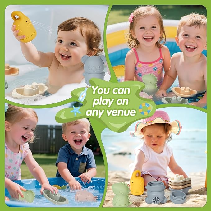 Baby Bath Toys 9PCS Mold Free Bath Toys for Babies 6-12 Months Bathtub Water Toys with Easy Clean Silicone Bath Toy for Kids Ages 1-3 Safe Bath Boats, Baby Shower Birthday Gifts for Babies & Infant