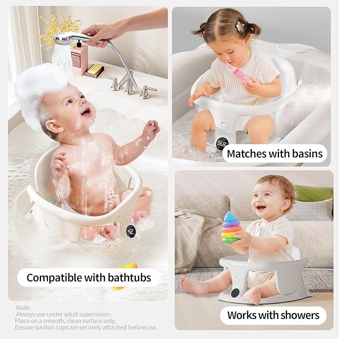 Baby Bath seat for Babies Sitting up Infant Bath tub Portable sit up Seats Bathing Chair Newborn Essentials Toddler Must Haves 0-12 Months Bathtub Sink Bather Sitting Shower Support Travel Ring