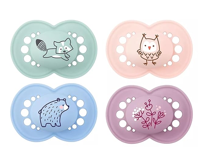 MAM Original Matte Baby Pacifier, Nipple Shape Helps Promote Healthy Oral Development, 4 Pack, Unisex, 6+ Months