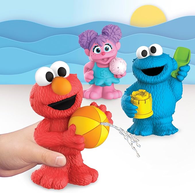 Sesame Street Floating Fun Friends 3-piece Set Water Squirters Bath and Pool Toys, Kids Toys for Ages 2 Up by Just Play